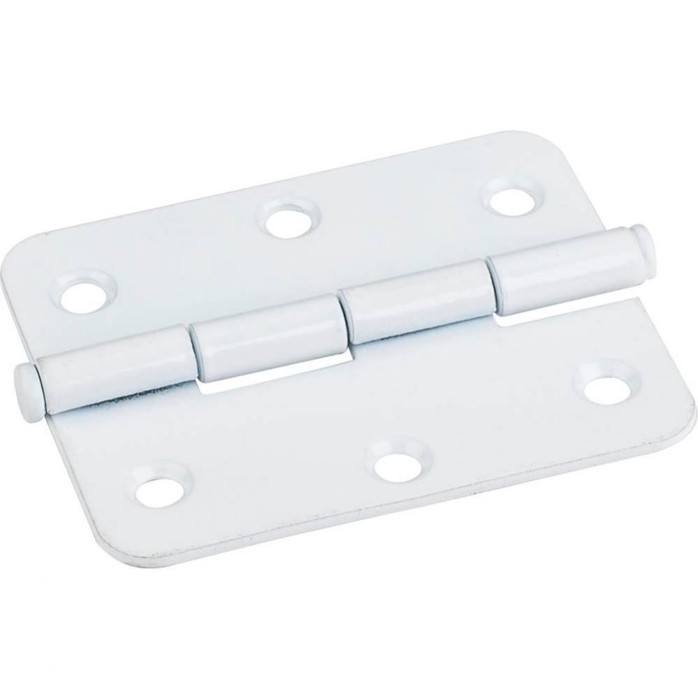 White  2-1/2'' x 2'' Radius Butt Hinge