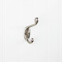 Hardware Resources YD40-337SN - 3-3/8'' Satin Nickel Small Transitional Double Prong Wall Mounted Hook