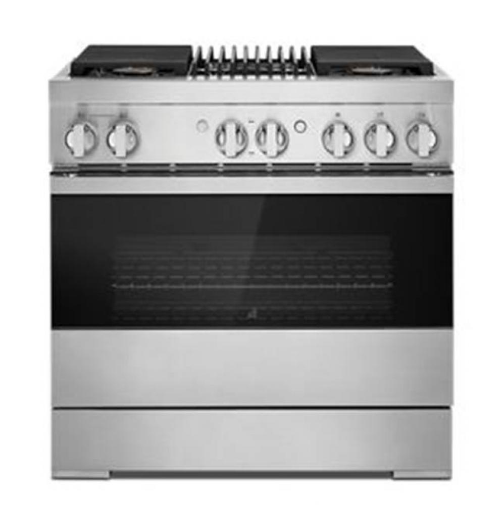 36'' Pro-Range Dual Fuel, Noir Style, Grill, 2-20K, 15K, 5K, Dual Fan Multi-Mode True Co