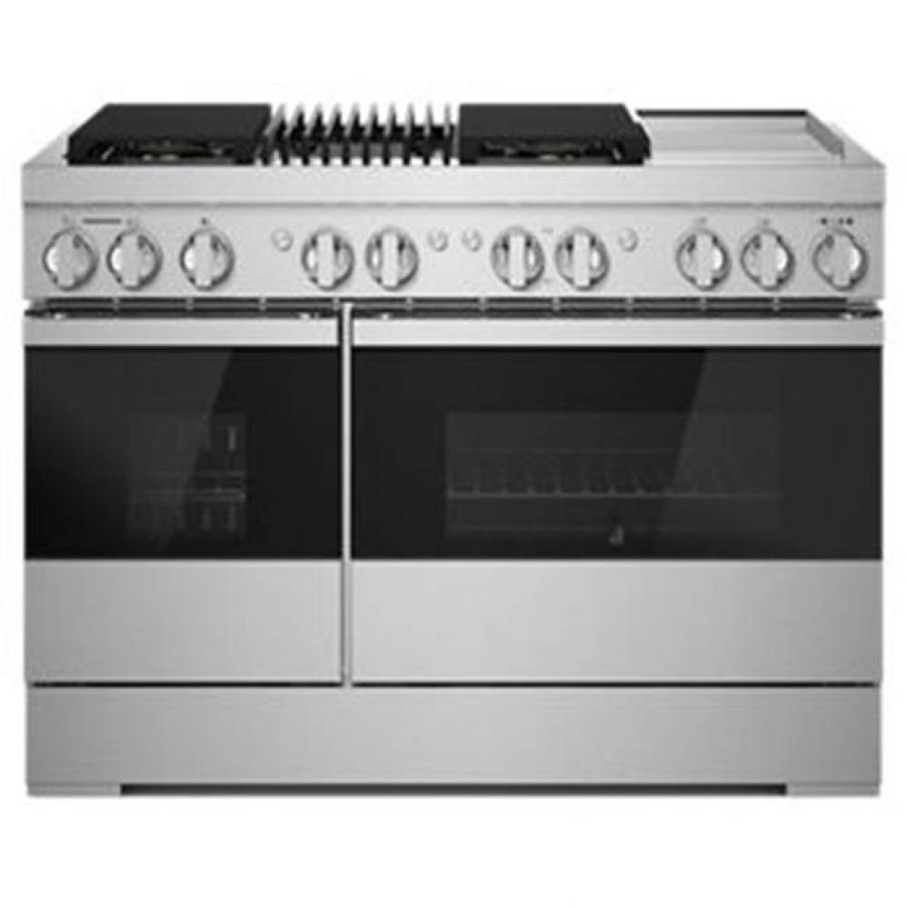 48'' Pro-Range Dual Fuel, Noir Style, Grill/Griddle, 2-20K, 15K, 5K, Dual Fan Multi-Mode