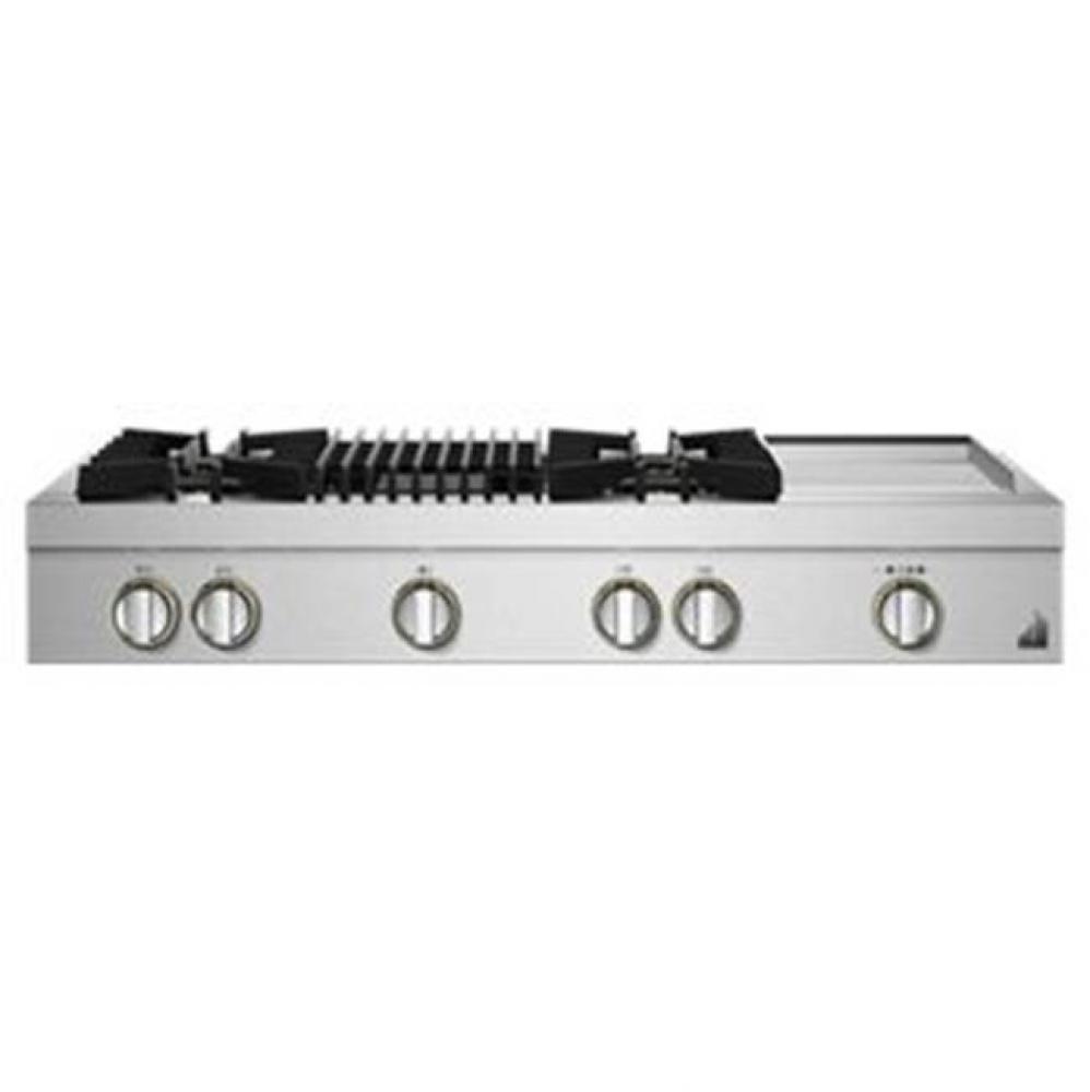 48'' Rangetop, Rise Style, Griddle/Grill, 2-20K, 15K, 5K-500 Simmer