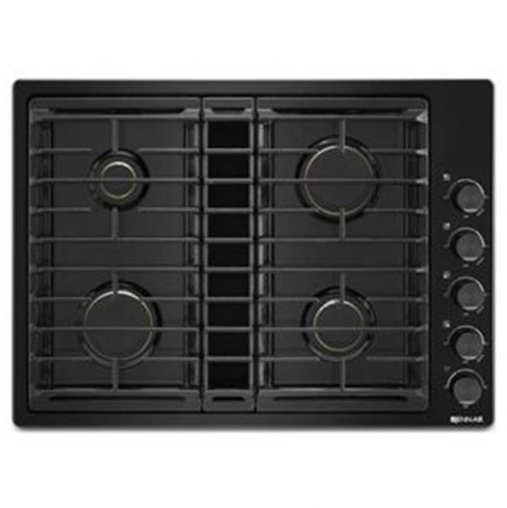 30'' Gas Downdraft Cktp, Brass Brnrs, Black