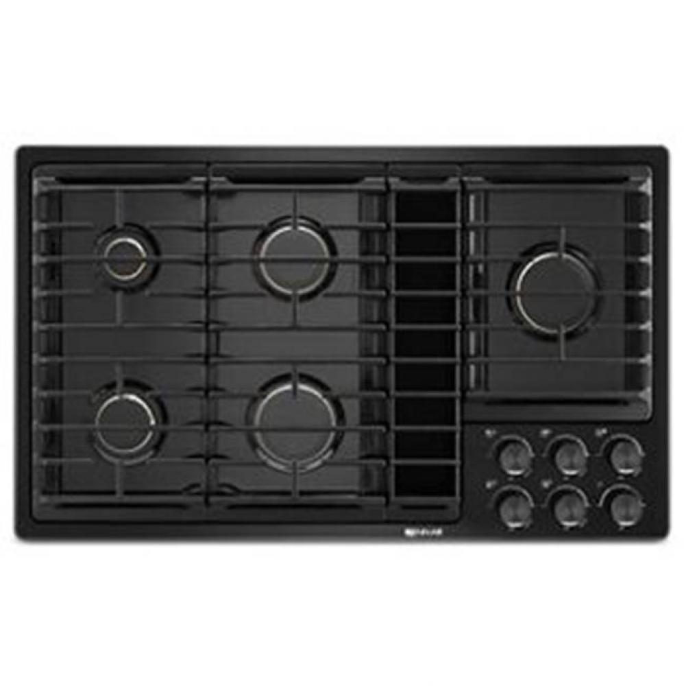 36'' Gas Downdraft Cktp, Brass Brnrs, Black