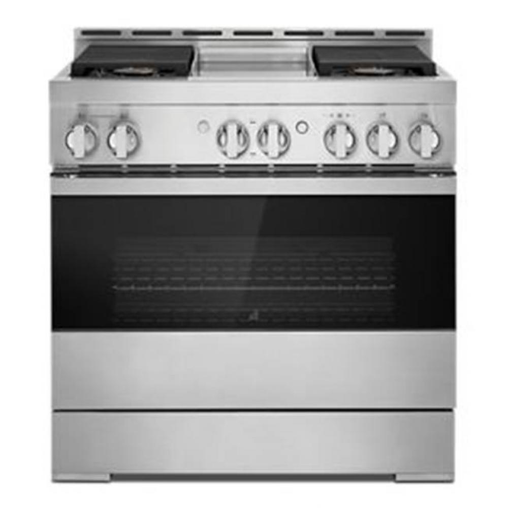 36'' Pro-Range Gas, Noir Style, Griddle, 2-20K, 15K, 5K, Dual Fan Multi-M Ode True Conve