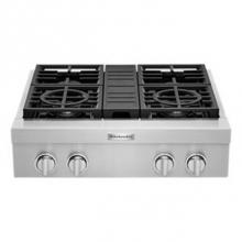 Kitchen Aid KCGC500JSS - 30'' Commeraical Rangetop, Gas, 4 Burner, Ss