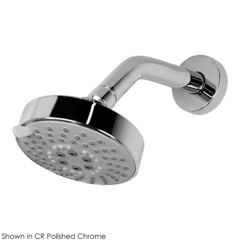 Wall-mount tilting round shower head, five jets. Arm and flange sold separately