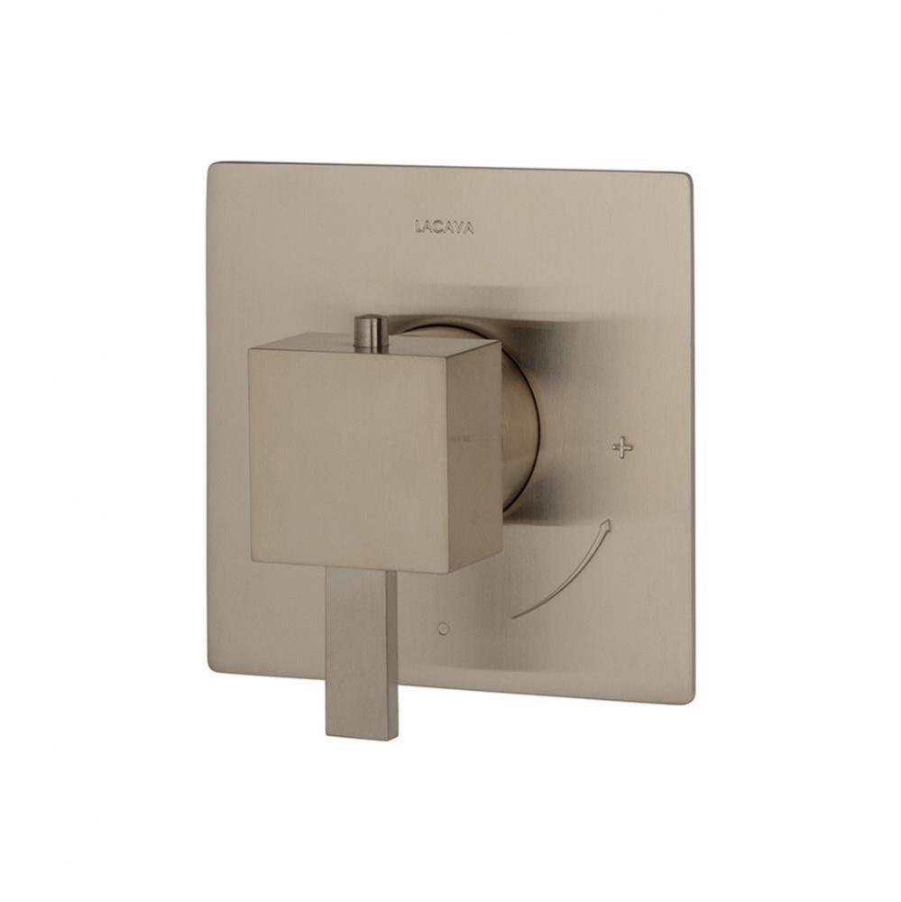 TRIM ONLY - Built-in thermostatic valve with single handle and rectangular backplate. Water flow r