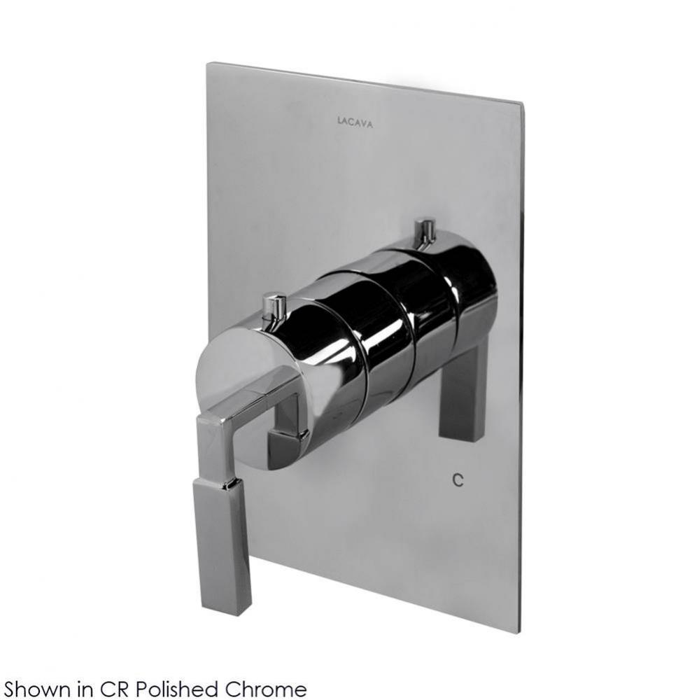 TRIM ONLY - Built-in thermostatic valve with single handle and rectangular backplate. Water flow r