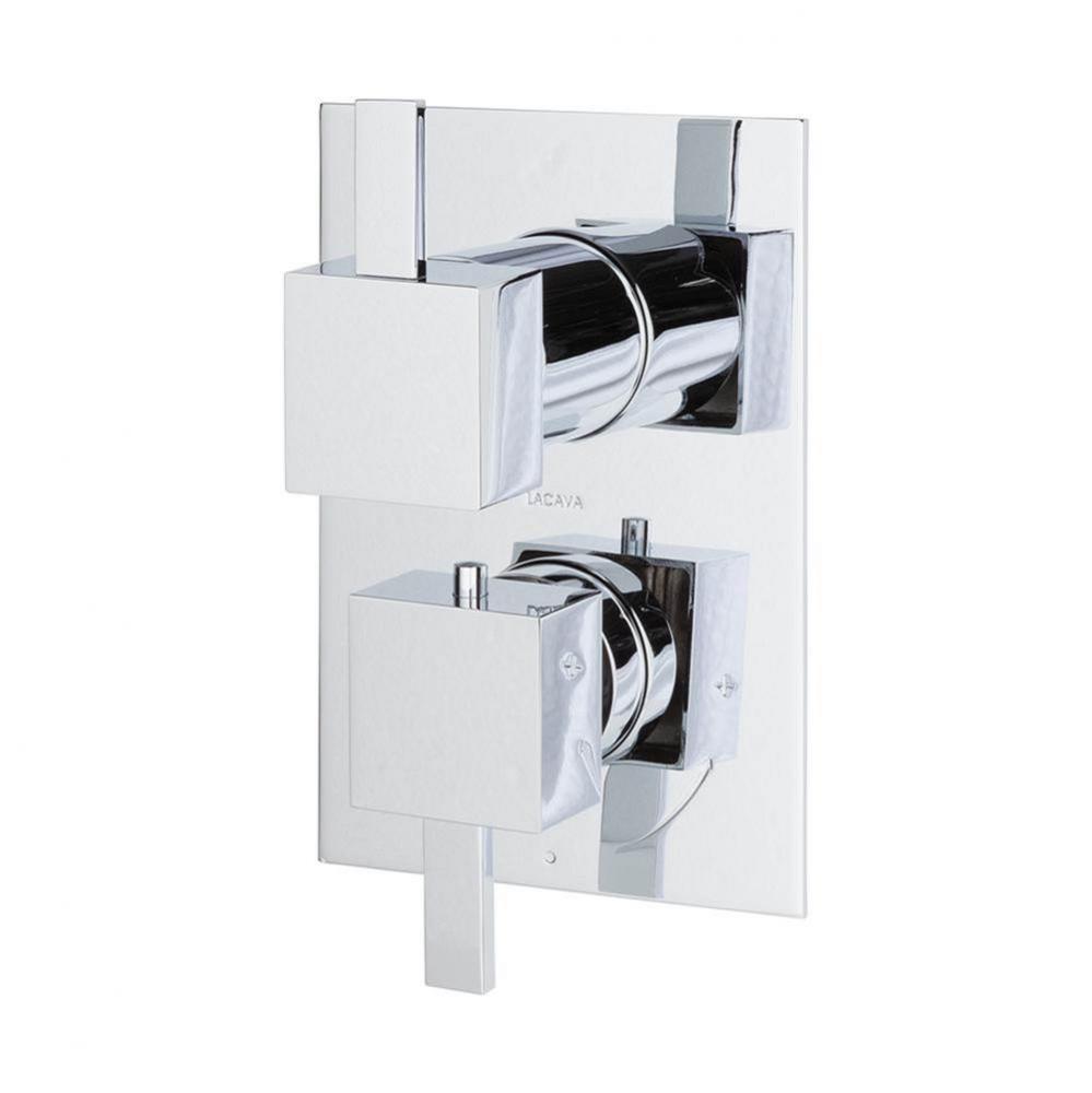 TRIM ONLY - Thermostatic Valve w/ 3 way sahred diverter + OFF,  GPM 8 (60PSI) with rectangular bac