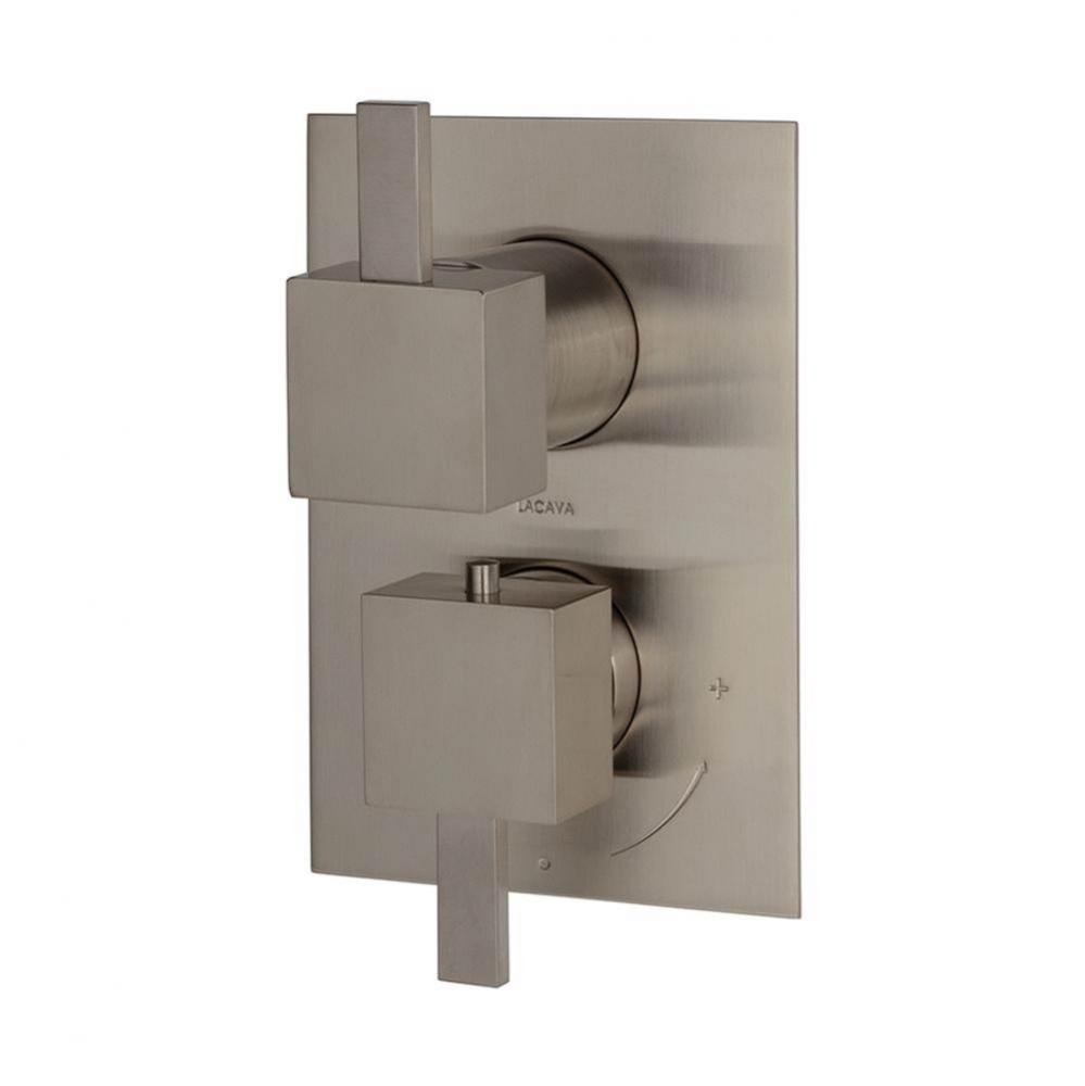 TRIM ONLY - Thermostatic Valve w/ 2-way shared diverter + OFF,  GPM 8.5 (60PSI) with rectangular b