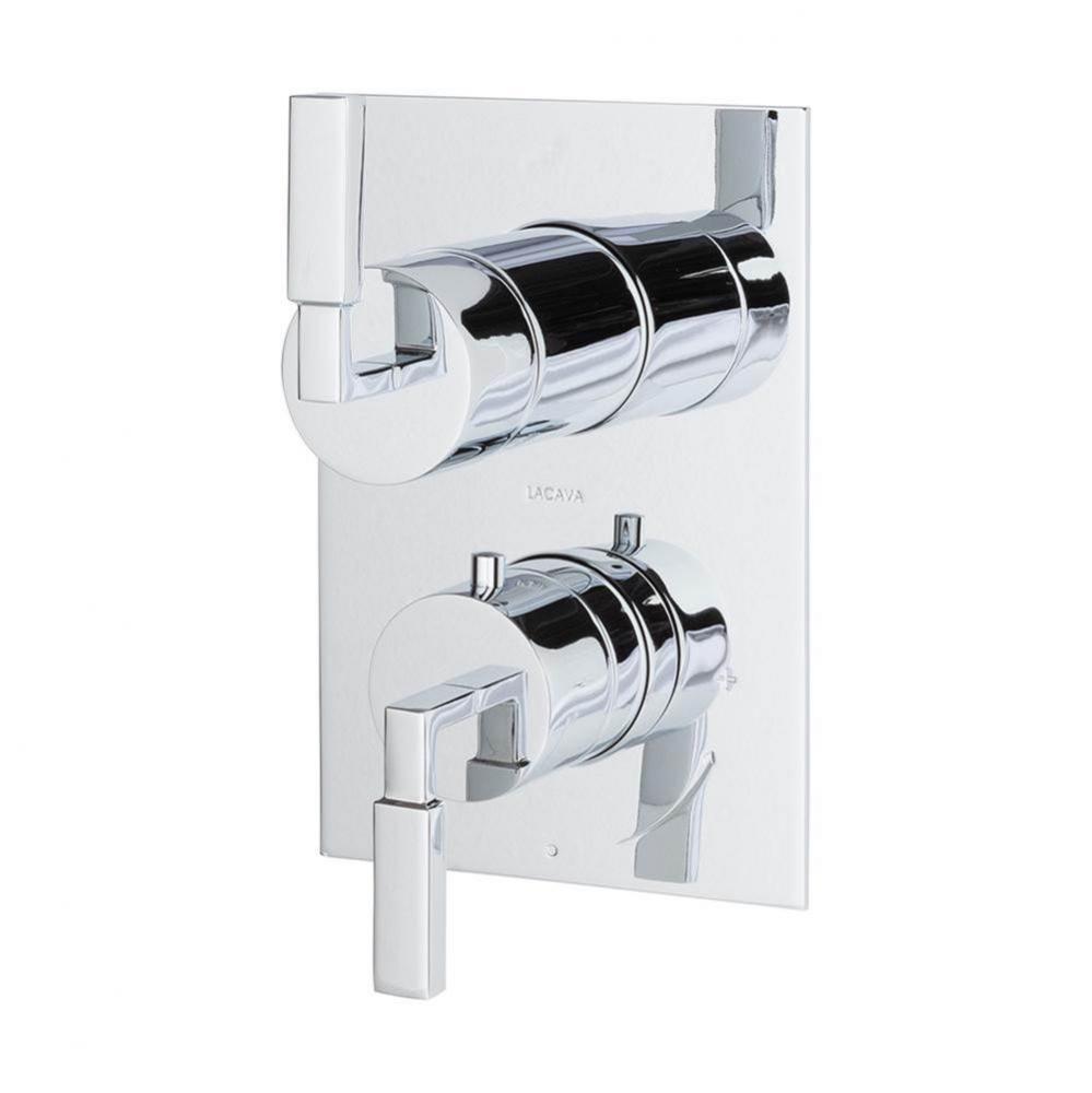 TRIM ONLY - Thermostatic Valve w/ 2-way shared diverter + OFF,  GPM 8.5 (60PSI) with rectangular b