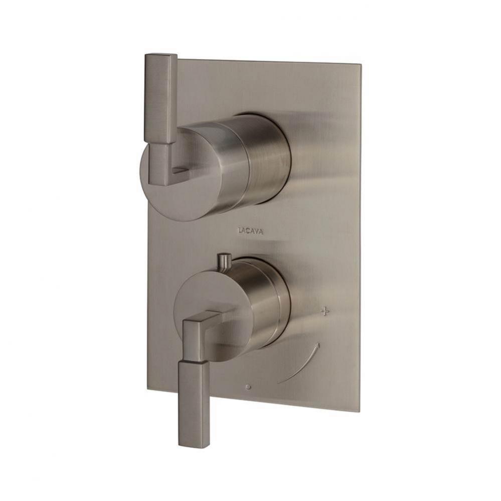 TRIM ONLY - Thermostatic Valve w/ 3 way sahred diverter + OFF,  GPM 8 (60PSI) with rectangular bac