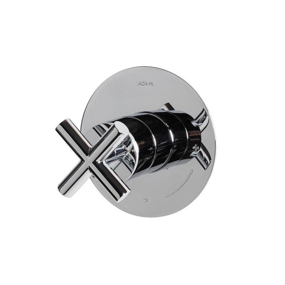 Cigno trim - Built-in progressive pressure balancing mixer with a cross handle and round backplate