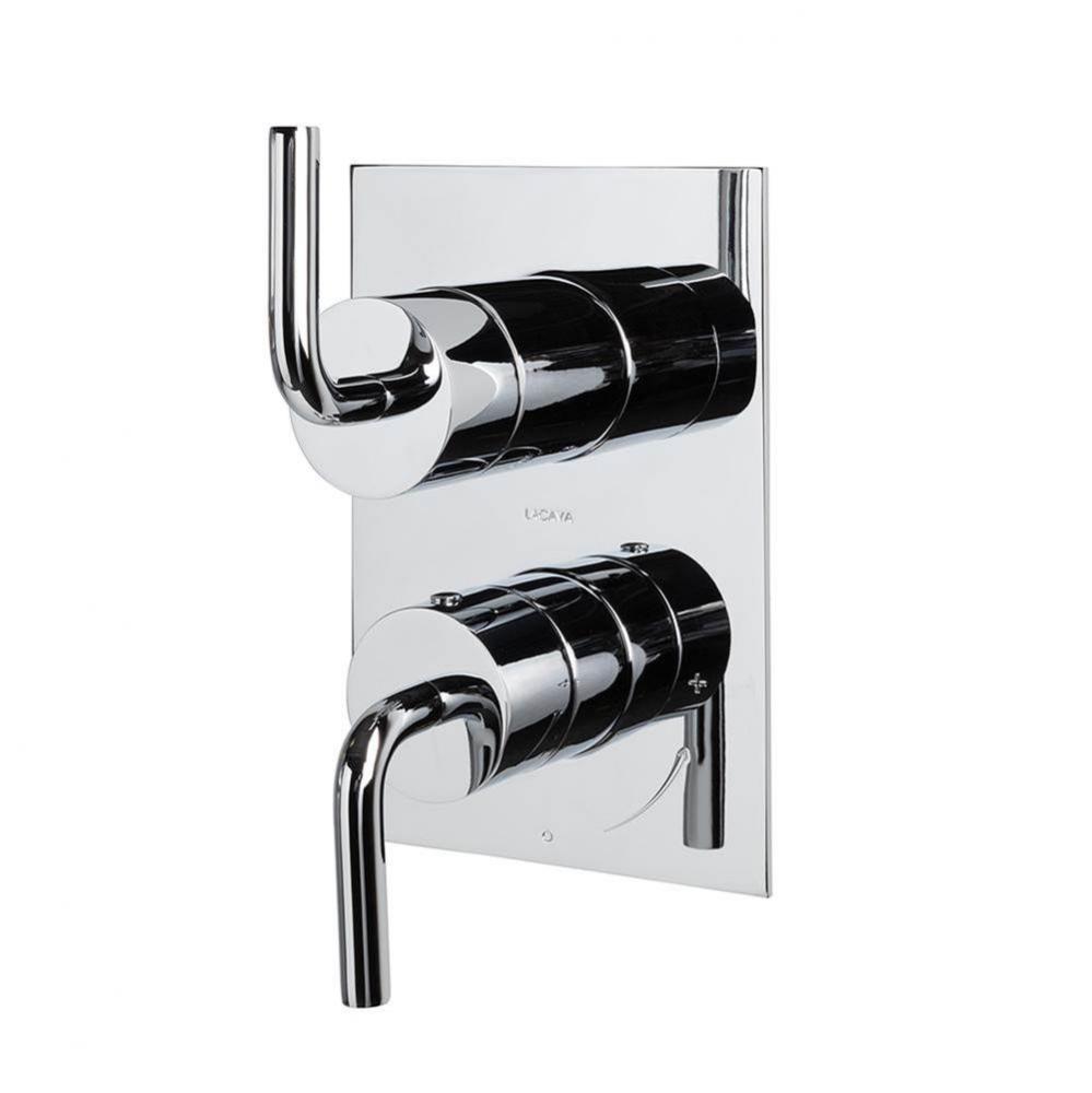 Built-in progressive pressure balancing mixer  with 3- way diverter, two curved lever handles and