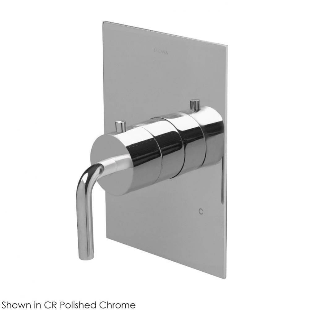 TRIM ONLY - Regular Thermostat, flow rate 10 GPM, curved lever handle on round knob, rectangular b