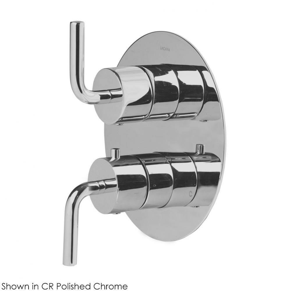 TRIM ONLY - Thermostat w 1-way volume with curved lever handles on round knobs, round back plate,