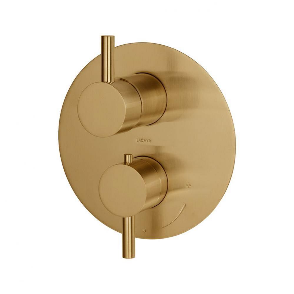 TRIM ONLY - Thermostatic Valve w/ 3 way shared diverter + OFF,  GPM 8 (60PSI) with round back plat