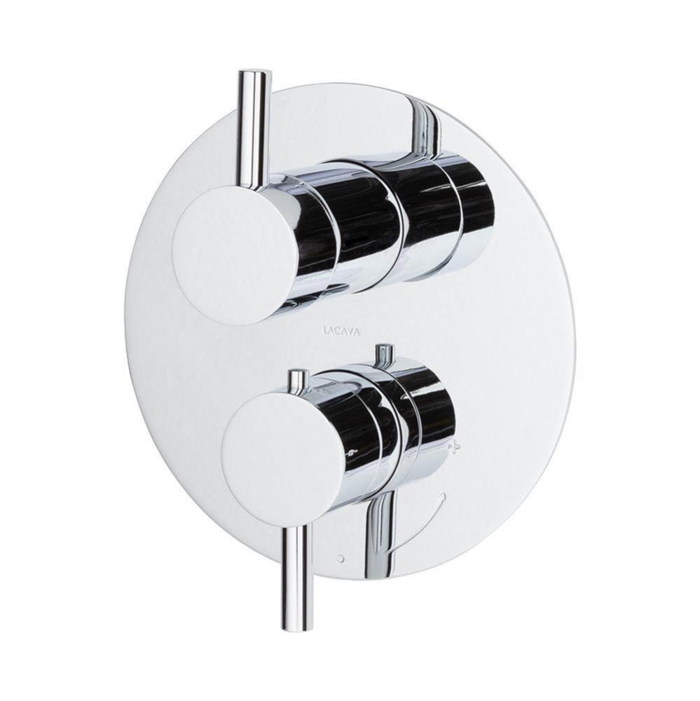 TRIM ONLY - Thermostatic Valve w/ 3 way shared diverter + OFF,  GPM 8 (60PSI) with round back plat