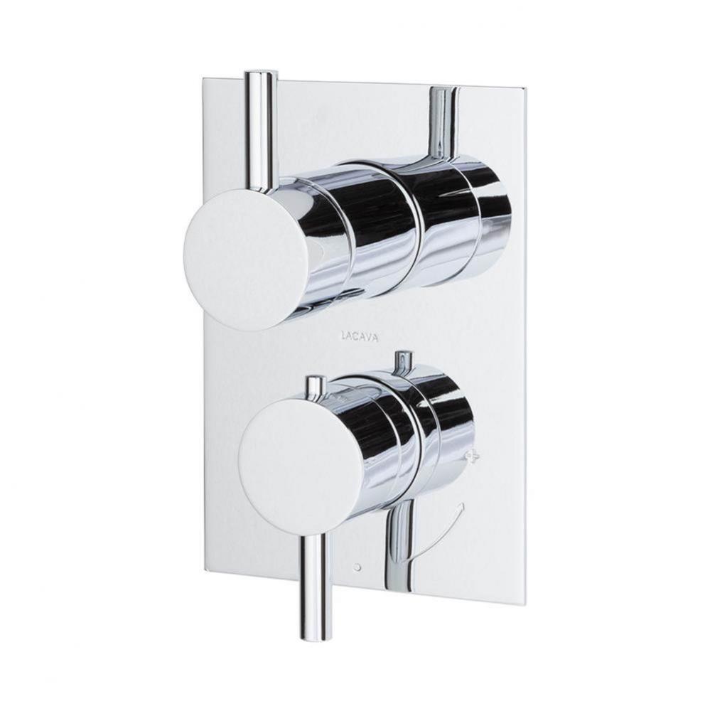 TRIM ONLY - Thermostatic Valve w/ 2 way shared diverter + OFF,  GPM 8.5 (60PSI) with rectangular b