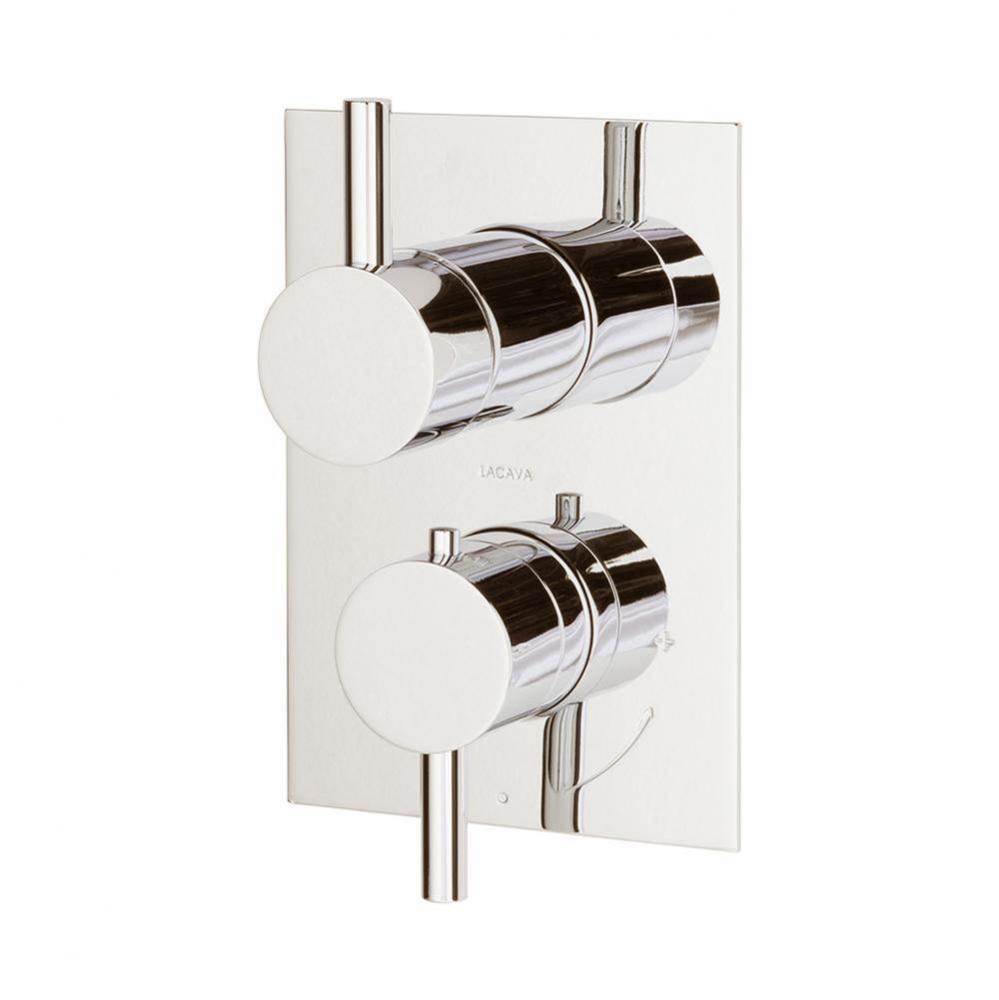 TRIM ONLY - Thermostatic Valve w/ 2 way shared diverter + OFF,  GPM 8.5 (60PSI) with round back pl