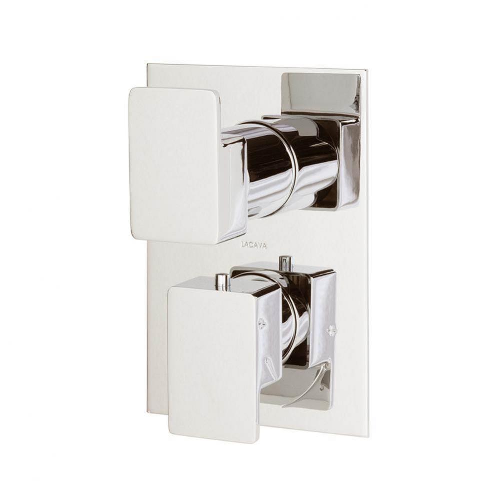 TRIM ONLY - Thermostatic Valve w/ 3 way shared diverter + OFF,  GPM 8 (60PSI) with rectangular bac