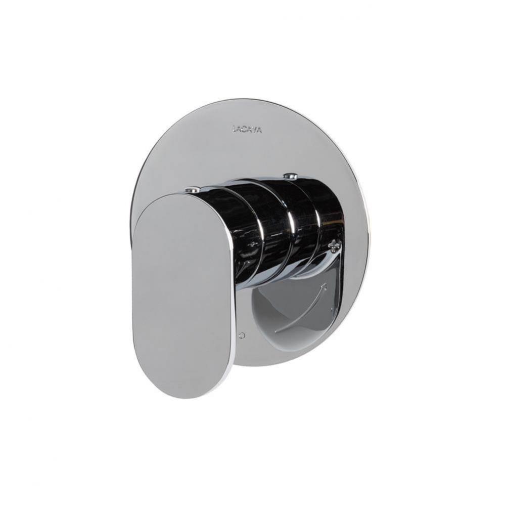 Flou trim - Built-in progressive pressure balancing mixer with a lever handle and round backplate.