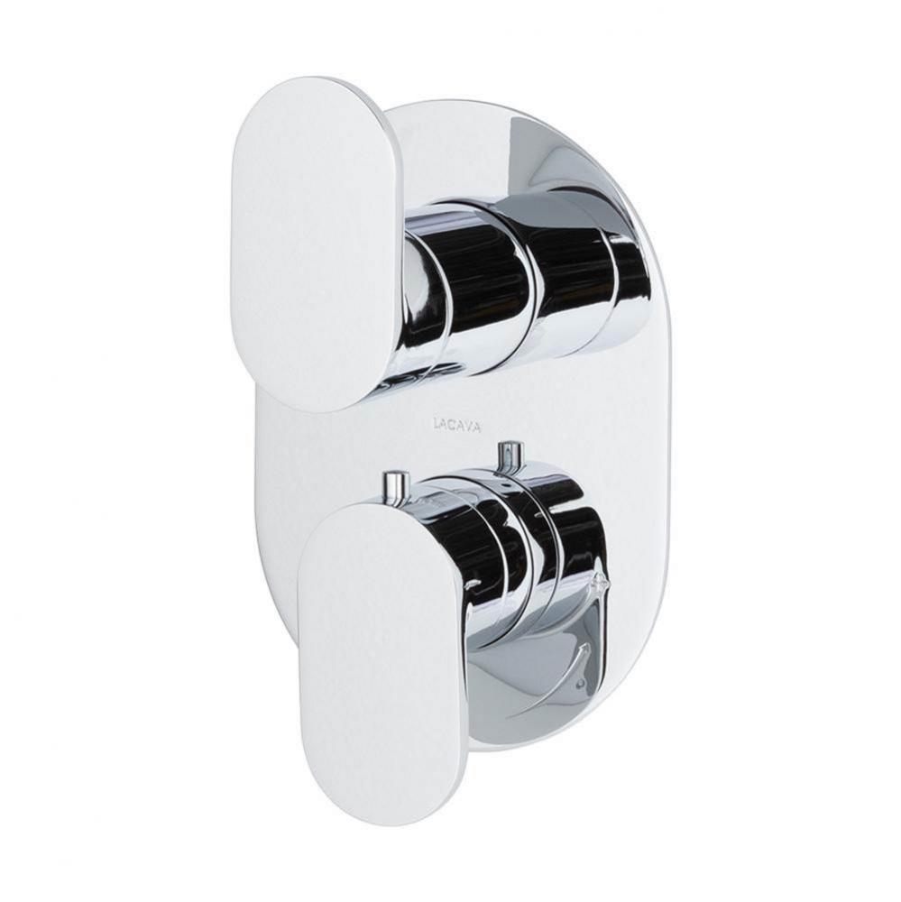 TRIM ONLY - Thermostatic Valve w/ 3 way shared diverter + OFF,  GPM 8 (60PSI) with oblong back pla