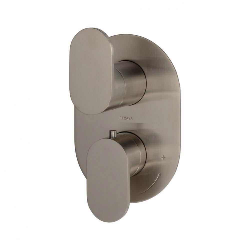 TRIM ONLY - Thermostatic Valve w/ 3 way shared diverter + OFF,  GPM 8 (60PSI) with oblong back pla