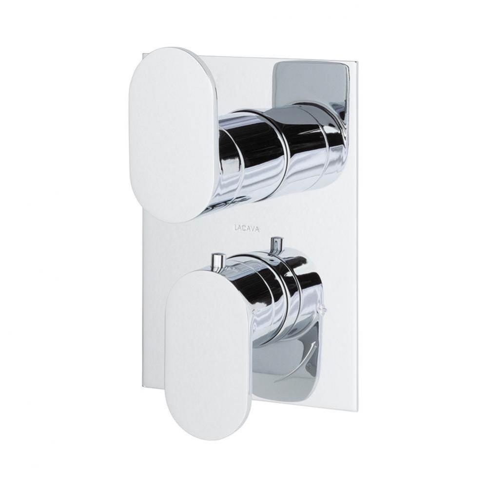 TRIM ONLY - Thermostatic Valve w/ 3 way shared diverter + OFF,  GPM 8 (60PSI) with rectangular bac