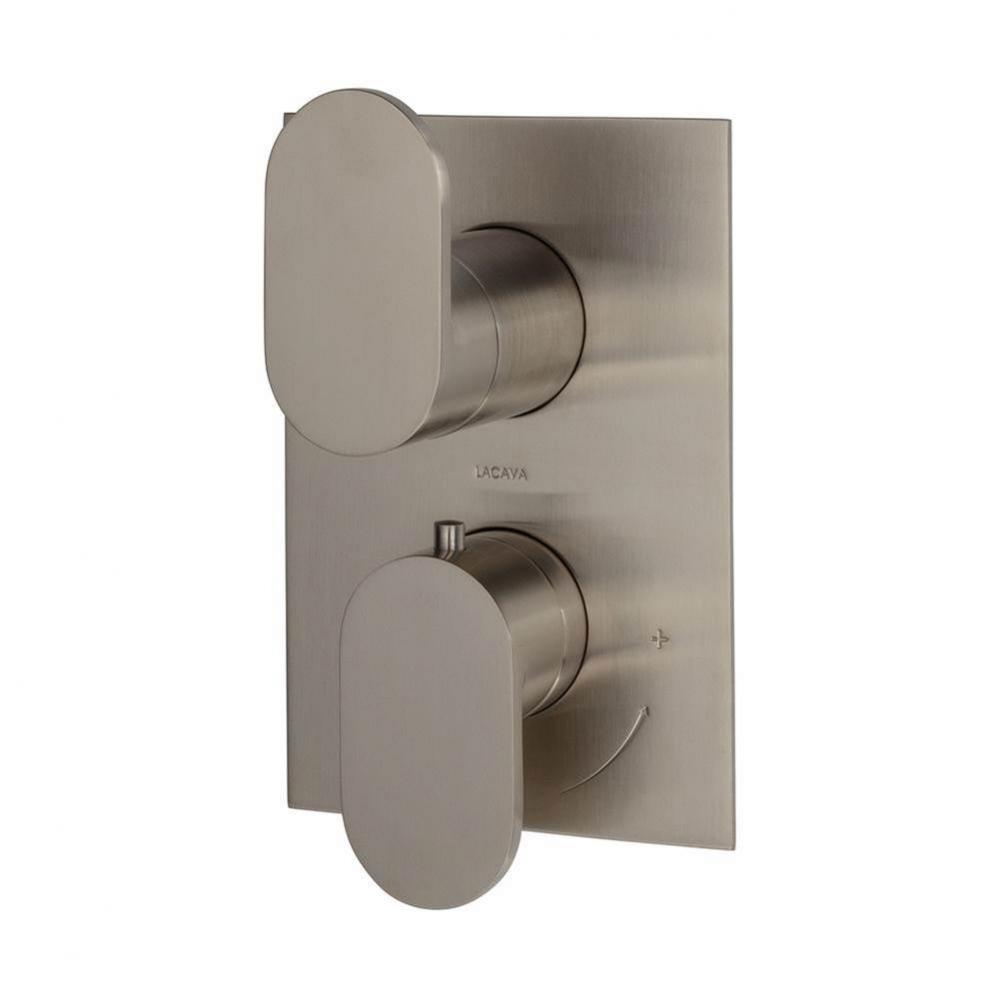 TRIM ONLY - Thermostatic Valve w/ 2 way shared diverter + OFF,  GPM 8.5 (60PSI) with rectangular b