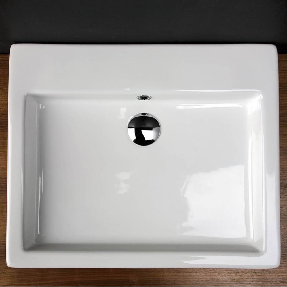 Wall-mounted or above-counter porcelain Bathroom Sink with overflow