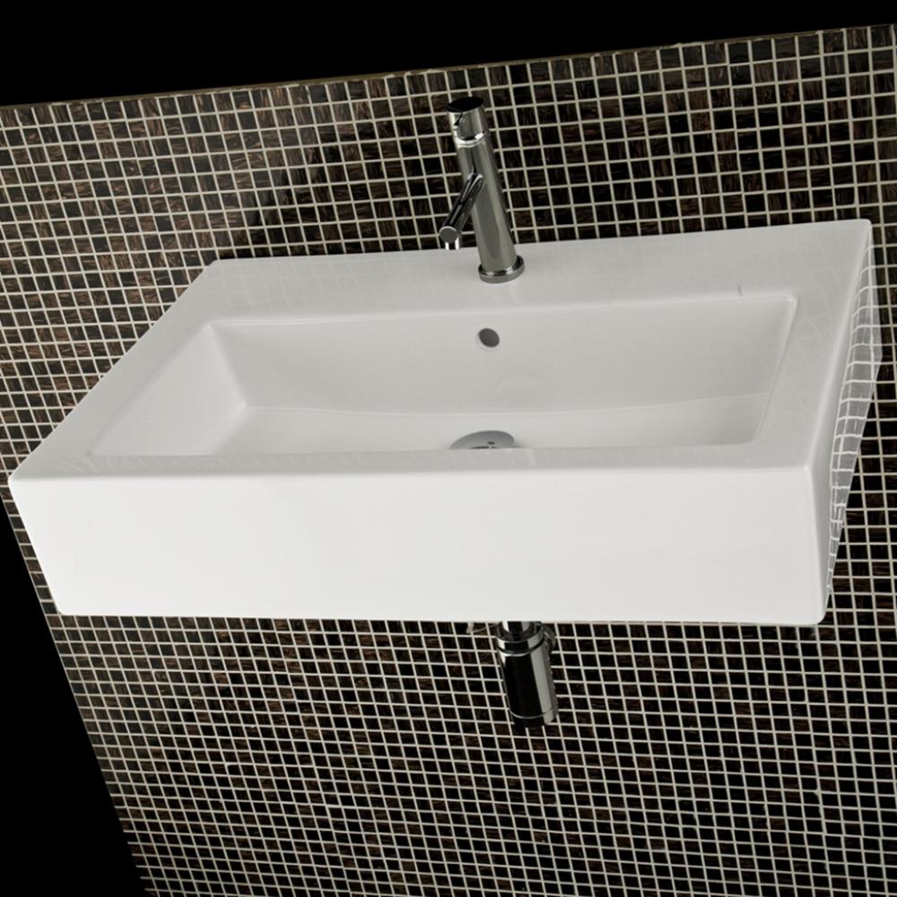 Wall-mount or above-counter porcelain Bathroom Sink with an overflow.