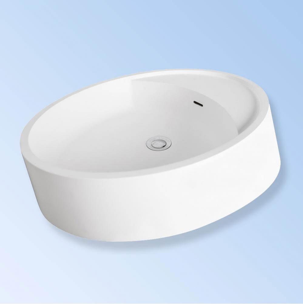 Vessel or pedestal mounted solid surface sink with overflow. Pedestal No.6060P sold separately. W: