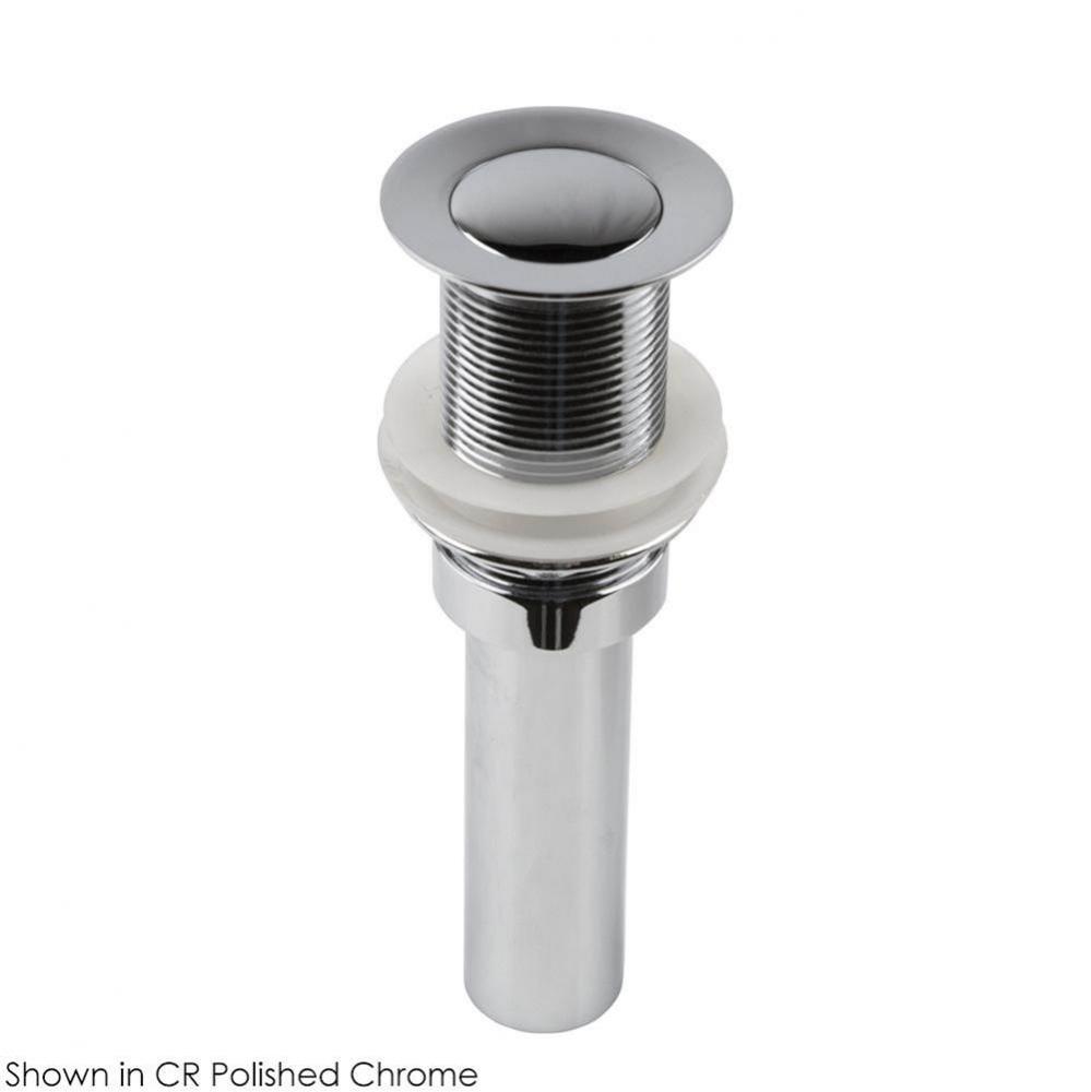 Click-clack drain for European sinks, no overflow holes, suitable for s. steel and concrete sinks.