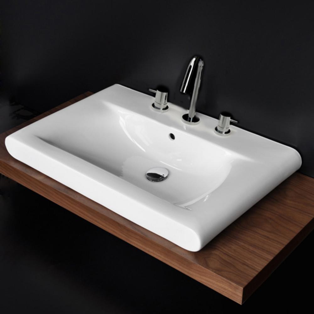 Vanity top porcelain Bathroom Sink with an overflow, 29 1/2''W, 19 1/4''D, 7 1