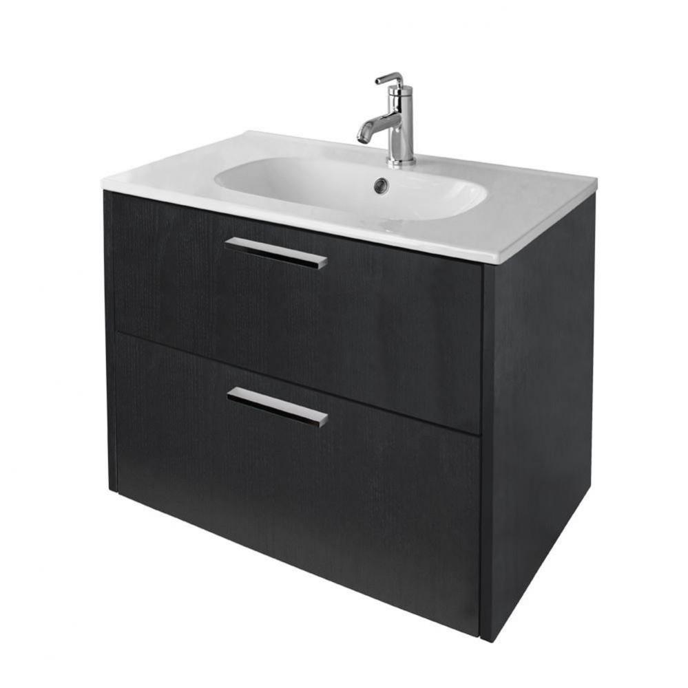 Wall-mount under-counter vanity with four drawers with notch in back for plumbing, sink 8078S sold