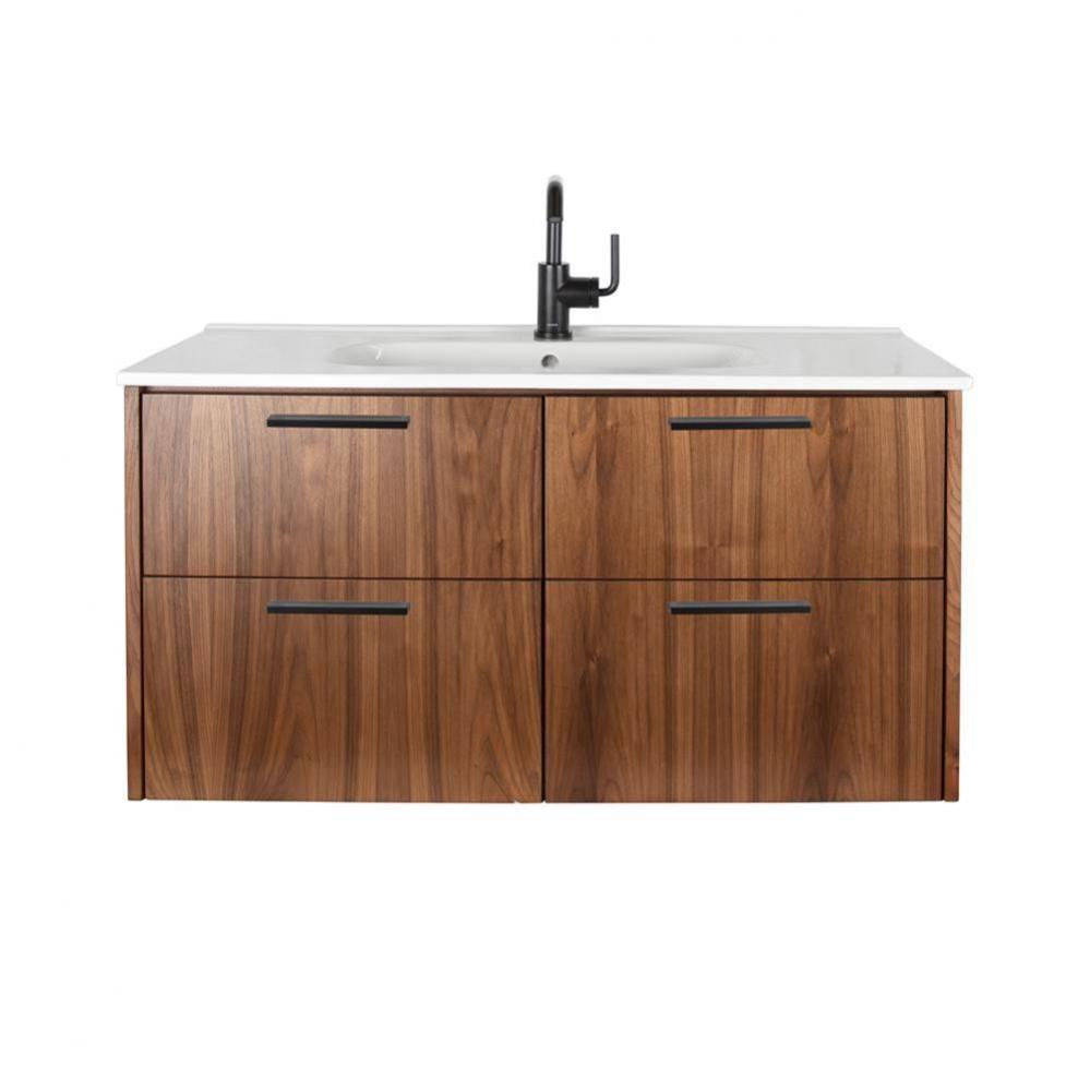 Wall-mount under counter vanity with four drawers, sinks 8072 or 8073 sold separately.  W: 39 1/4&