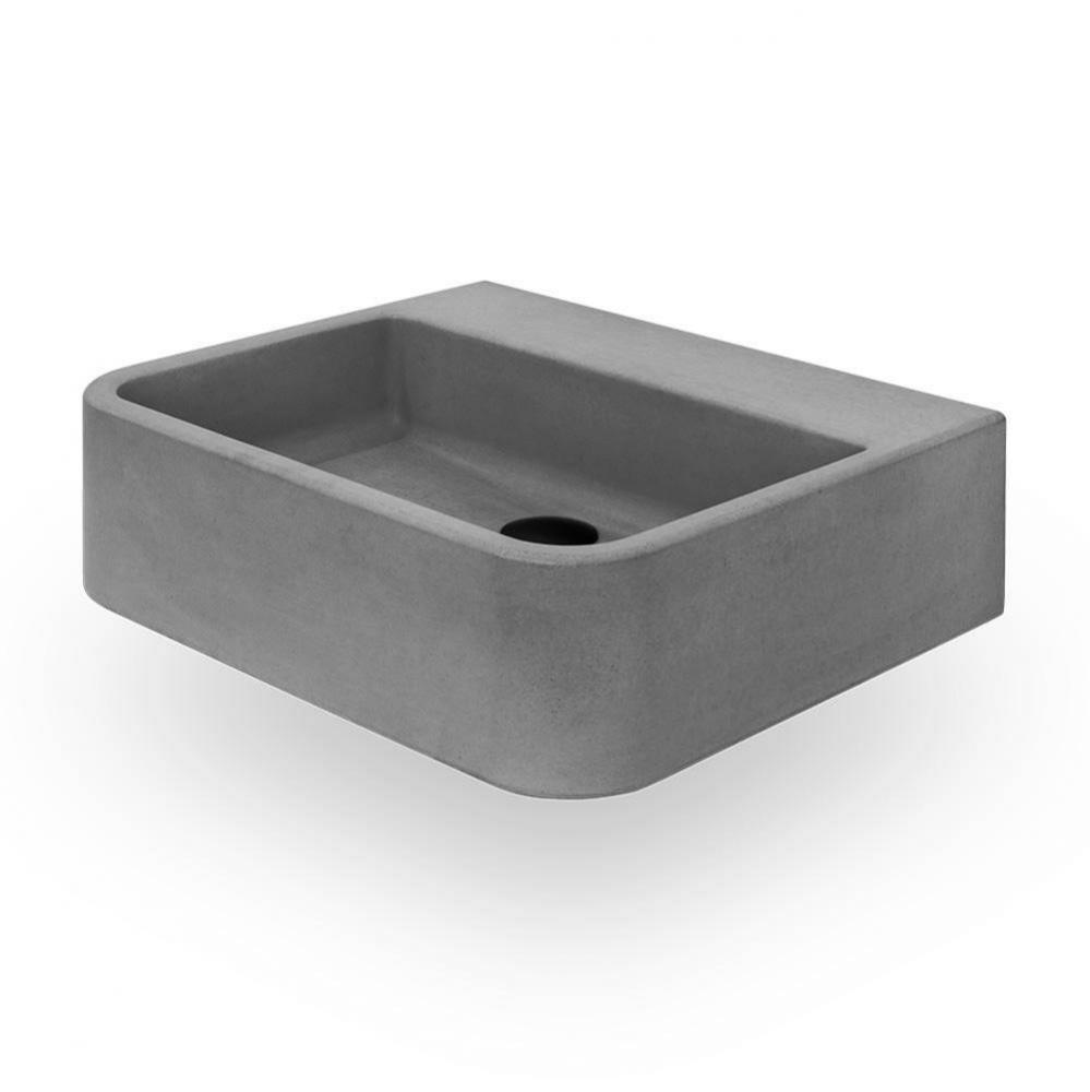 Wall-mount or vanity top sink made of concrete, no overflow.  W: 22'', D: 18''