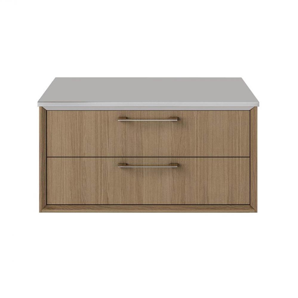 Cabinet of wall-mount under-counter cabinet featuring one drawer and solid surface countertop (pul