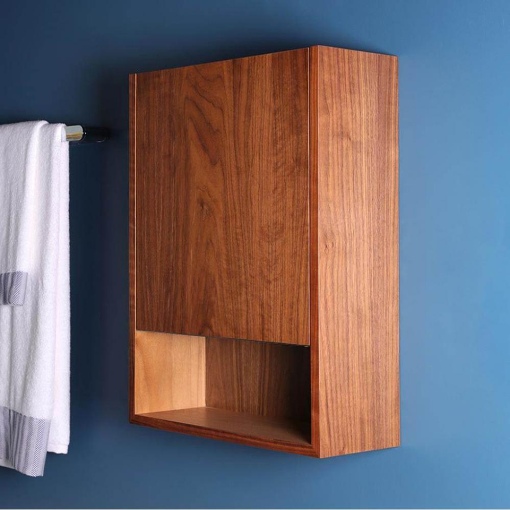 Wall-mounted storage cabinet with one door and one adjustable wood shelf, hinged right,   W: 18&ap