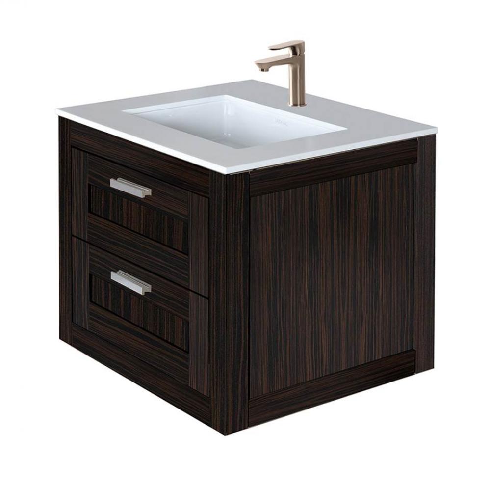 Wall-mount under-counter vanity with two drawers (knobs included). Under-mount sink 5452UN, stone