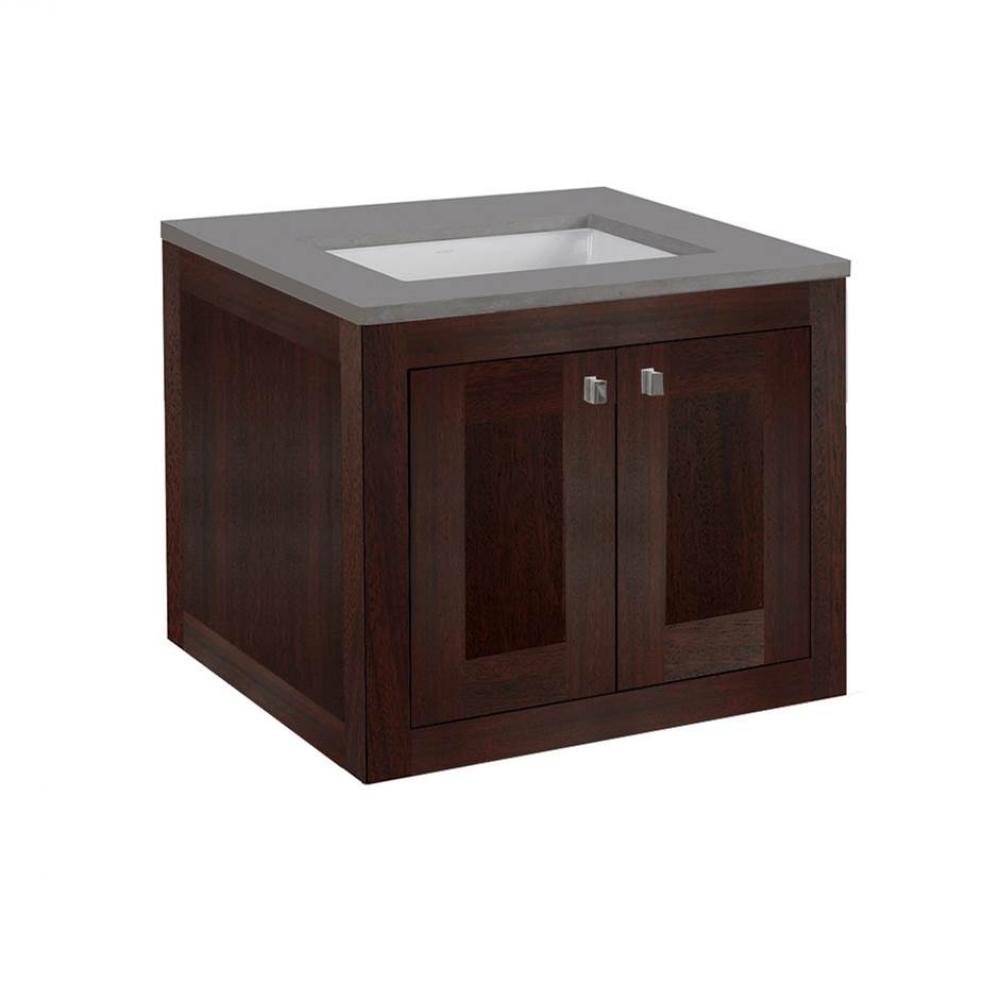 Wall-mount under-counter vanity with two doors (knobs included). Under-mount sink 5452UN, stone co