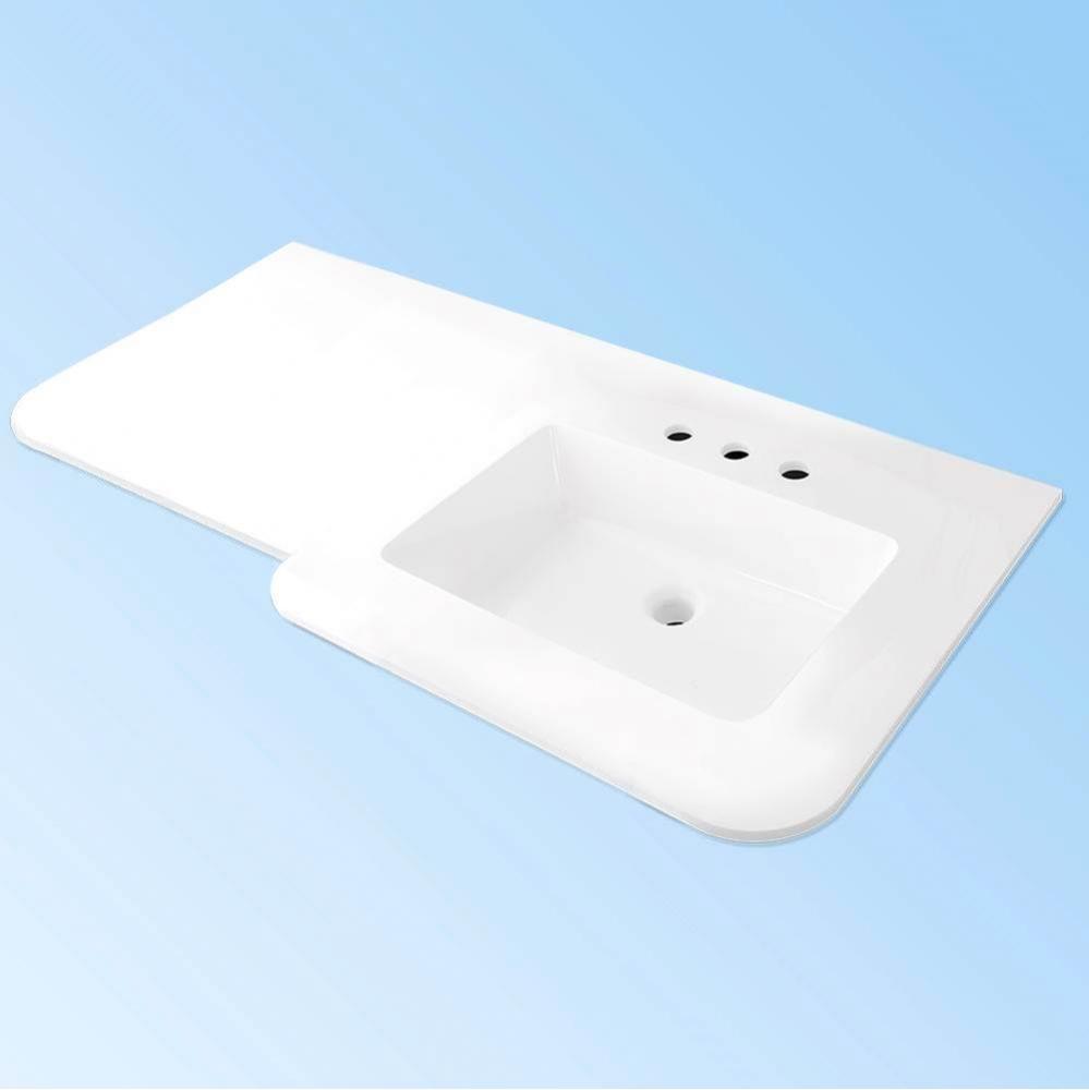 Vanity-top sink made of solid surface, with an overflow