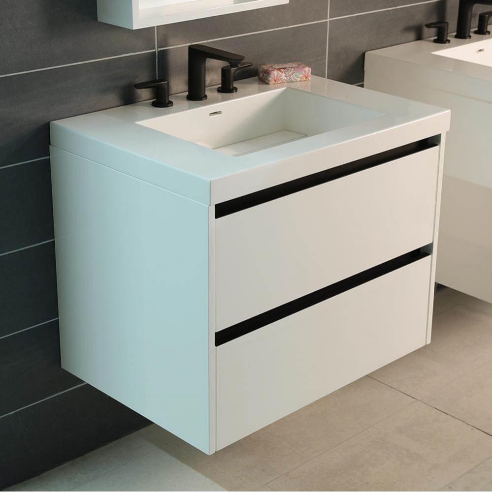 Wall-mount under counter vanity with 2 drawers and a notch in back. Bathroom Sink H262Tsold separa