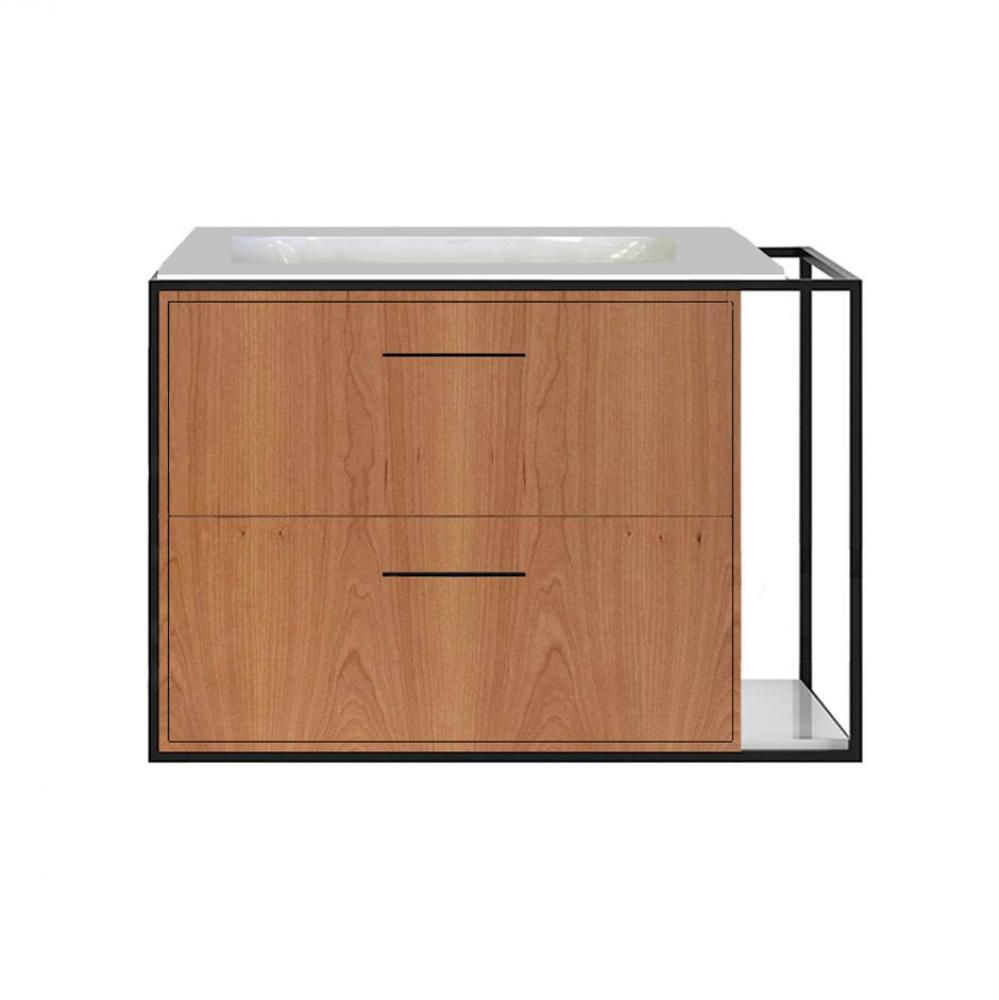 Cabinet of wall-mount under-counter vanity LIN-UN-30L with sink on the left,  two drawers (pulls i