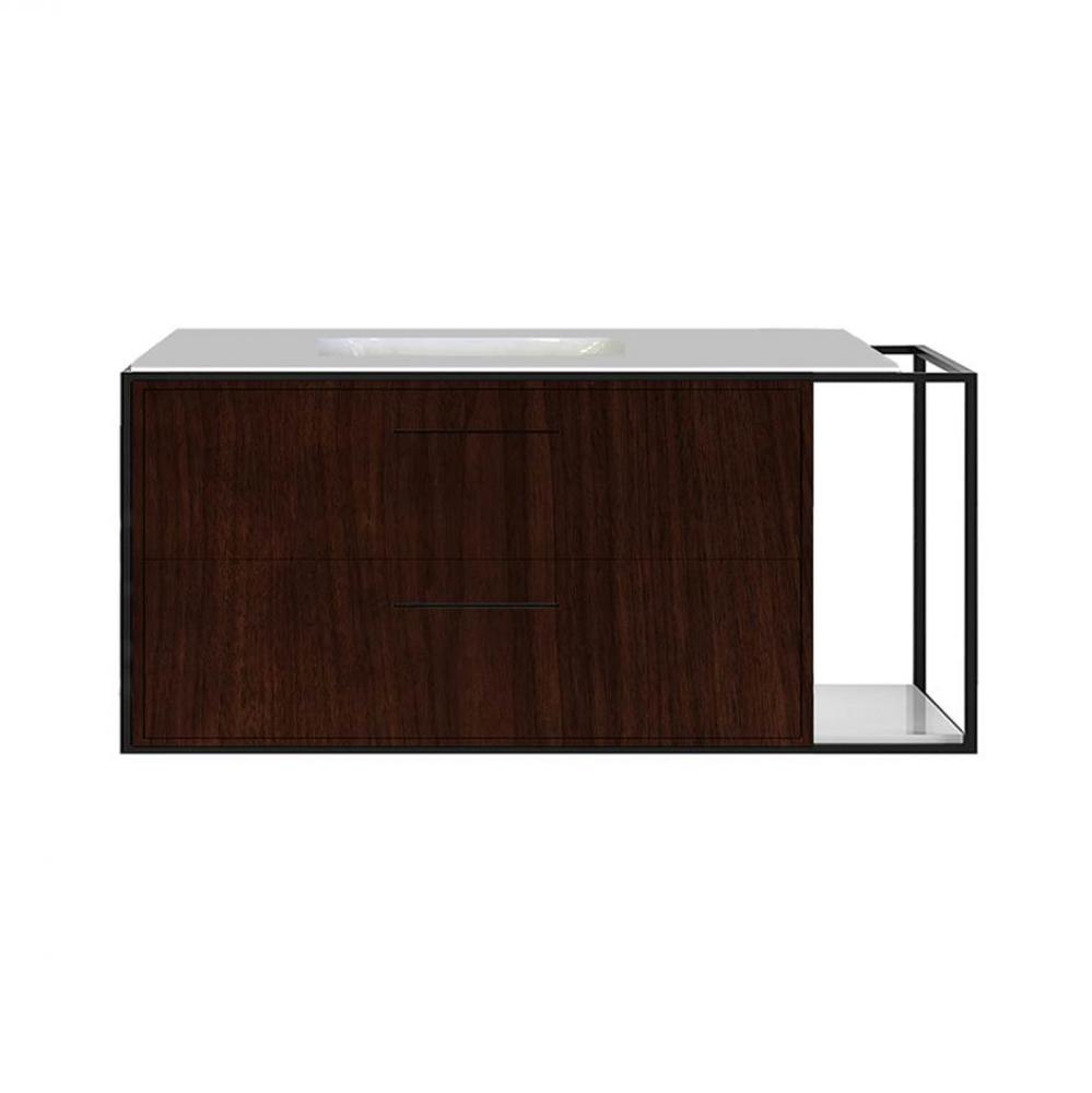 Cabinet of wall-mount under-counter vanity LIN-UN-48L with sink on the left,  two drawers (pulls i