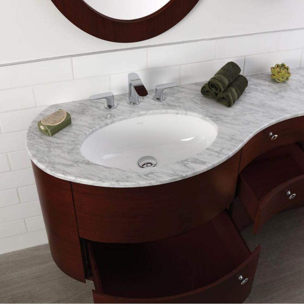 Countertop for vanity FLO-F-48R, with a cut-out for Bathroom Sink 33LA, DX and SX.