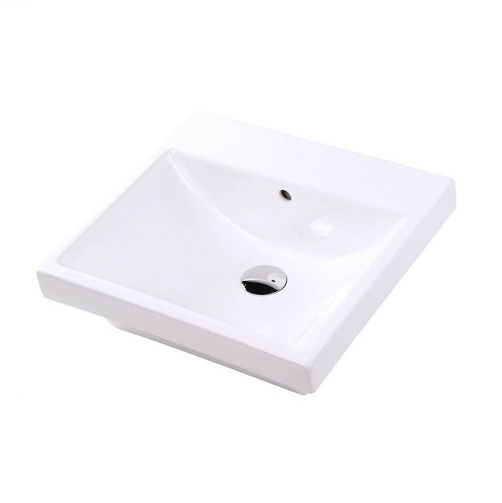 wall-mounted porcelain  Bathroom Sink with overflow and with 01 - one faucet hole, 02 - two faucet