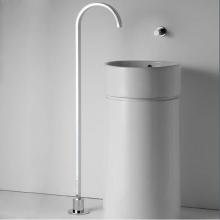 Lacava 13016F.1-CR - Floor-standing spout and wall-mount mixer with knob handle. Includes rough-in and trim. Water flow