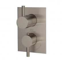 Lacava 15TH2S.L.R-A-NI - TRIM ONLY - Thermostatic Valve w/ 2 way shared diverter + OFF,  GPM 8.5 (60PSI) with round back pl